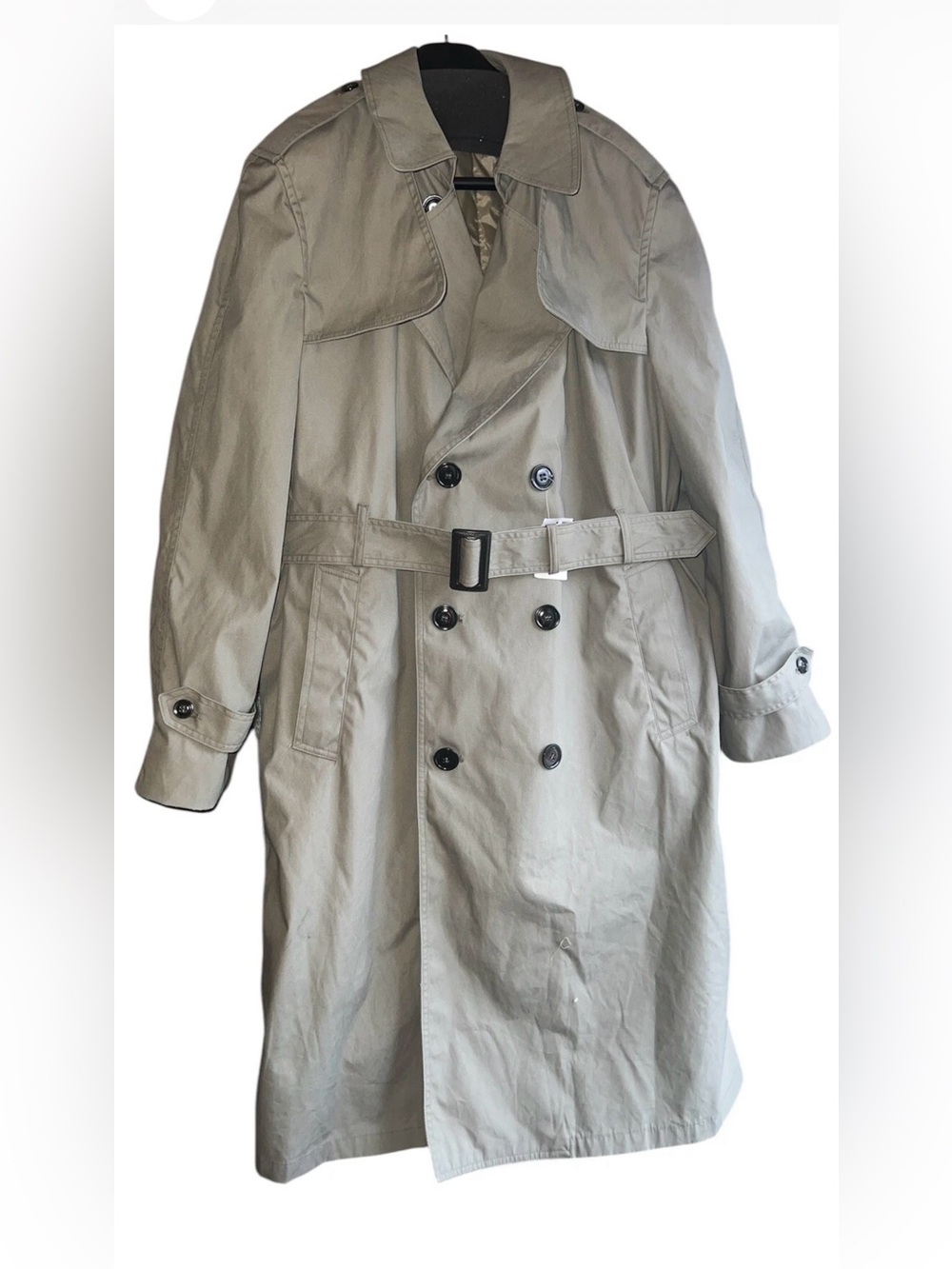 Men's Classic Double-Breasted Trench Coat - Beige, size XL, Valor Collection